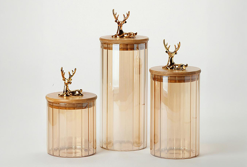 WISHOME Deer - Shaped Bamboo Lid Borosilicate Glass Storage Jars Main Product Image